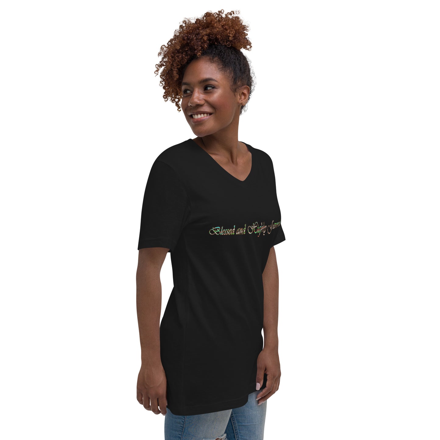 Graphic Blessed Unisex Short Sleeve V-Neck T-Shirt