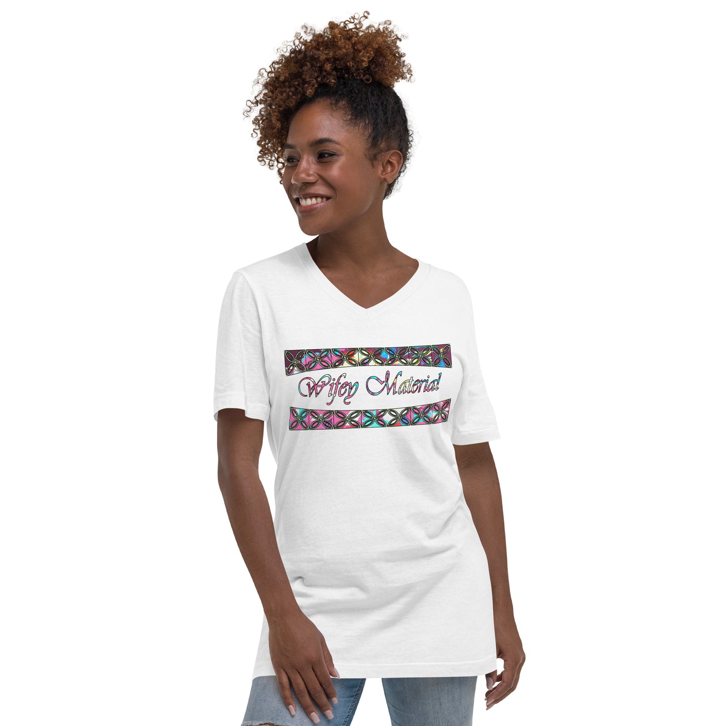 Graphic "Wifey" Unisex Short Sleeve V-Neck T-Shirt