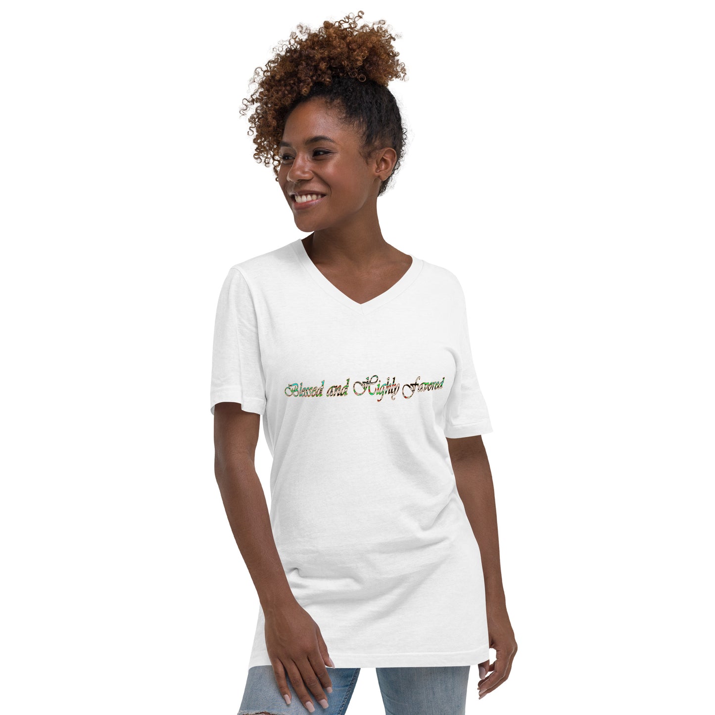 Graphic Blessed Unisex Short Sleeve V-Neck T-Shirt