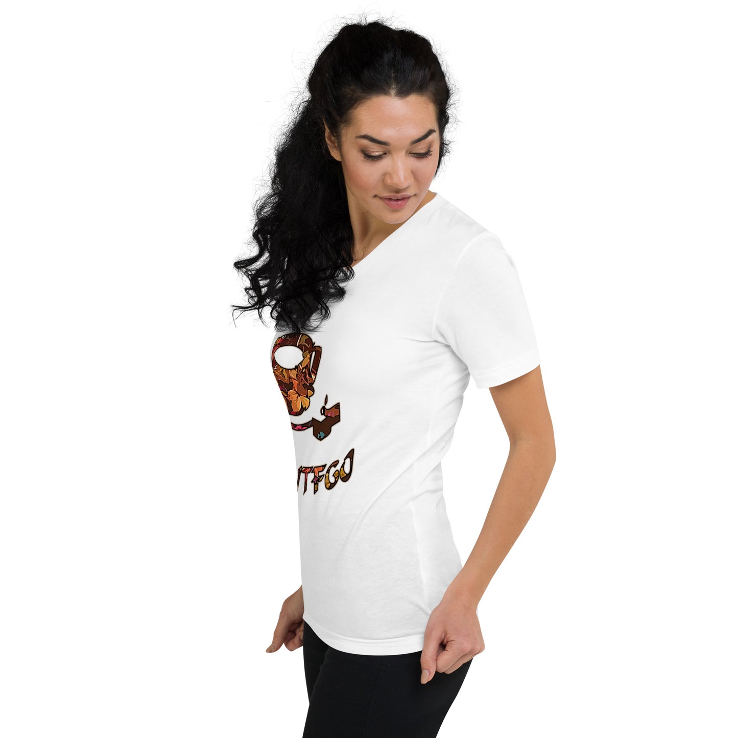 Graphic "Coffee" Unisex Short Sleeve V-Neck T-Shirt