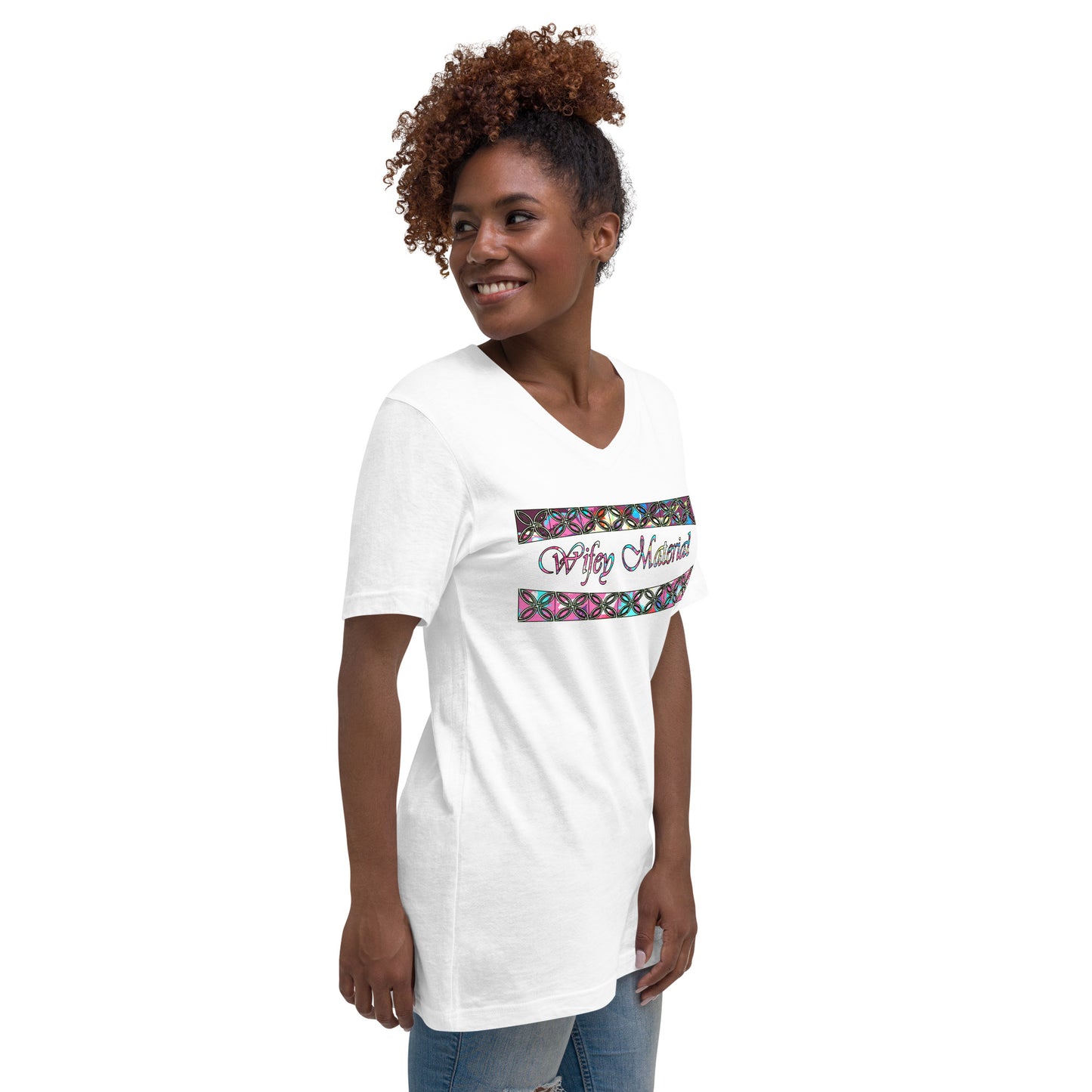 Graphic "Wifey" Unisex Short Sleeve V-Neck T-Shirt