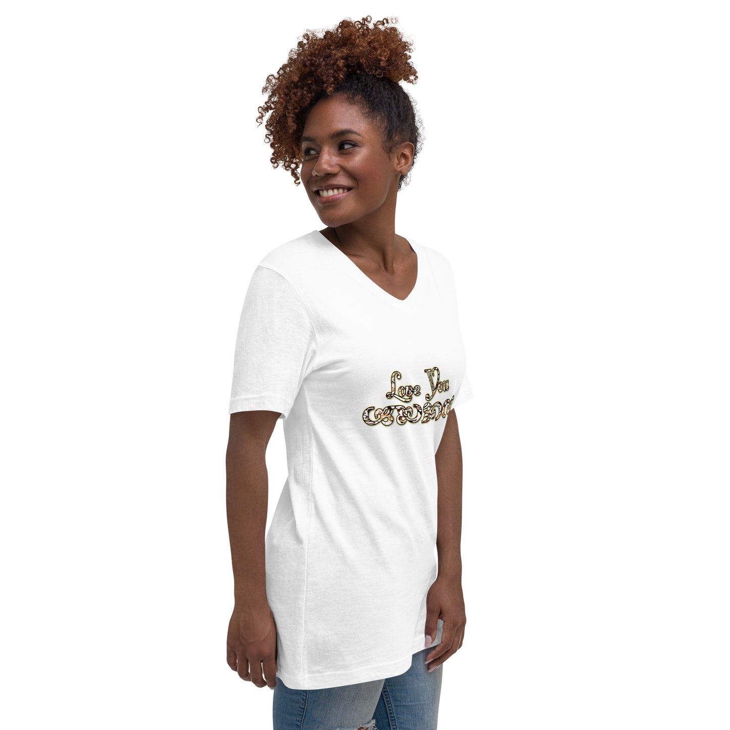 Graphic "Love You" Unisex Short Sleeve V-Neck T-Shirt