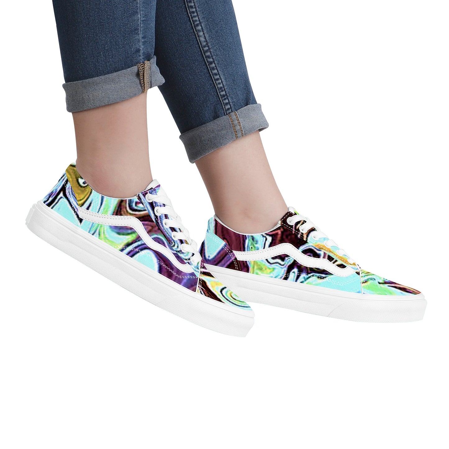 CDEJ Turquoise Marble Low Top Flat Sneaker