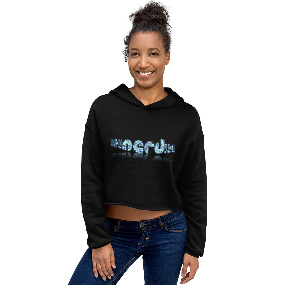 Graphic "Nerd" Crop Hoodie