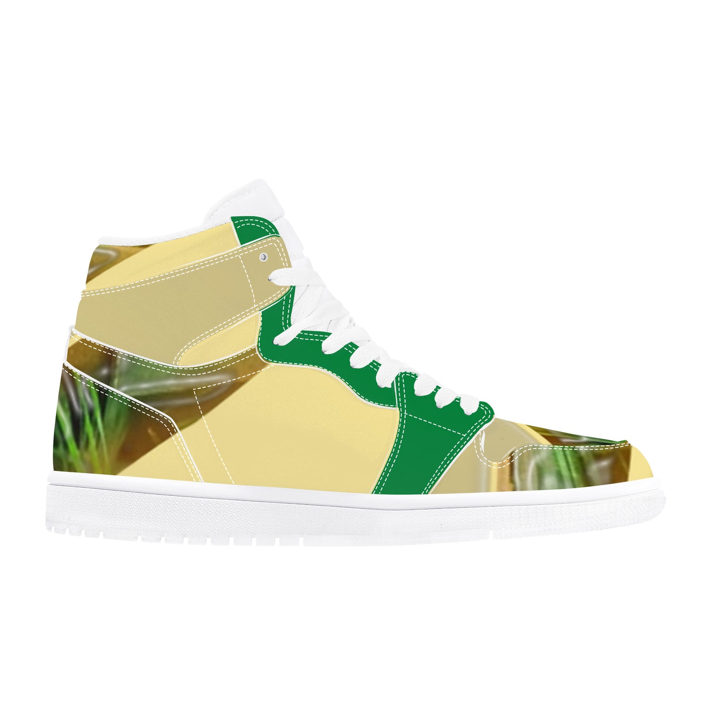 D17 High Top Synthetic Leather Sneaker Bamboo Striped